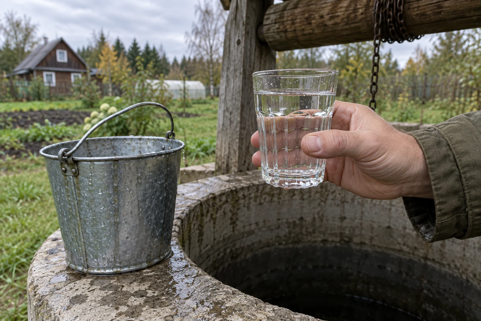 Стакан чистой воды из колодца